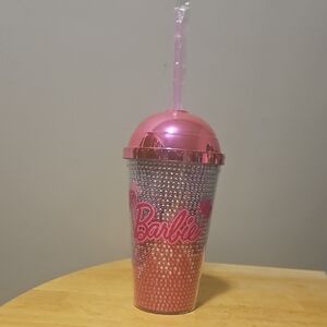 Barbie Pink and Silver Glitter Cup